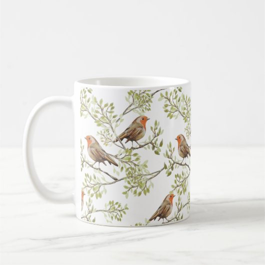 Vintag Robin Readbrust Art Pattern Kaffeetasse (Links)