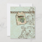 Vintag Robins Egg Blue Crown Swirl Geblüht Einladung (Rückseite)