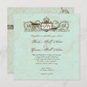 Vintag Robins Egg Blue Crown Swirl Geblüht Einladung (Vorne/Hinten)