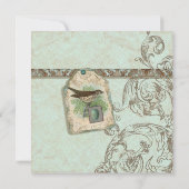 Vintag Robins Egg Blue Crown Swirl Geblüht Einladung (Rückseite)