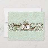 Vintag Robins Egg Blue Crown Swirl Geblüht RSVP Karte (Rückseite)