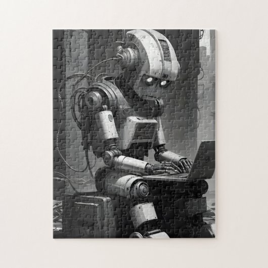 Vintag Robot AI Retro Tech Cyberpunk Puzzle (Vertikal)