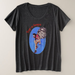Vintag Rockabilly Button-up Fairy Raglan Sleeve To Große Größe T-Shirt