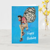 Vintag Rockabilly Fairy Birthday Card Karte (Gelbe Blume)