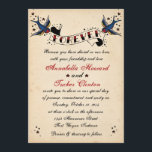 Vintag Rockabilly Tattoo Hochzeit Einladung<br><div class="desc">Vintage Rockabilly Tattoo Hochzeit Einladung mit gedrucktem Pergament Hintergrund</div>