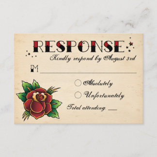Vintag Rockabilly Tattoo Wedding RSVP Karte