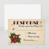 Vintag Rockabilly Tattoo Wedding RSVP Karte (Vorne/Hinten)