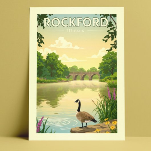 Vintag Rockford Illinois Postkarte