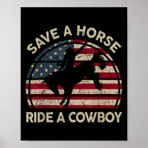 Vintag Rodeo Cowboy Western Country Horse Usa Pat Poster