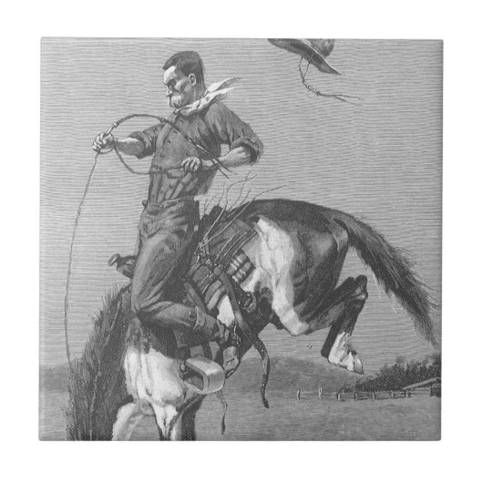 Vintag Rodeo Cowboys, Bucking Bronco von Remington Fliese (Vorderseite)