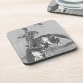 Vintag Rodeo Cowboys, Bucking Bronco von Remington Getränkeuntersetzer (Linke Seite)
