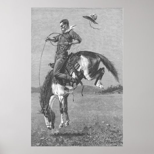 Vintag Rodeo Cowboys, Bucking Bronco von Remington Poster (Vorne)