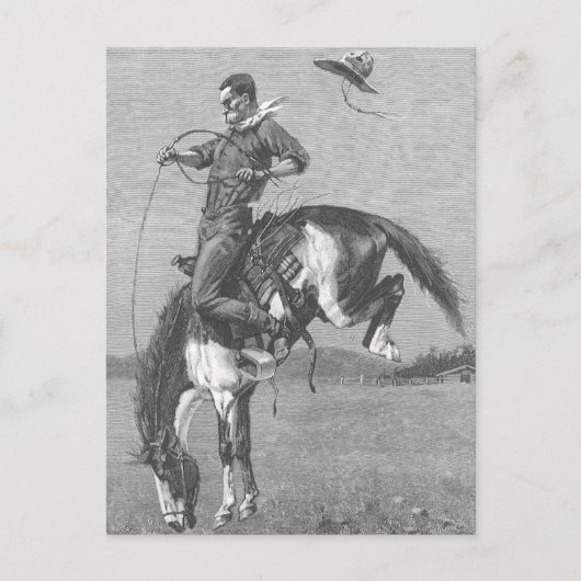 Vintag Rodeo Cowboys, Bucking Bronco von Remington Postkarte (Vorderseite)