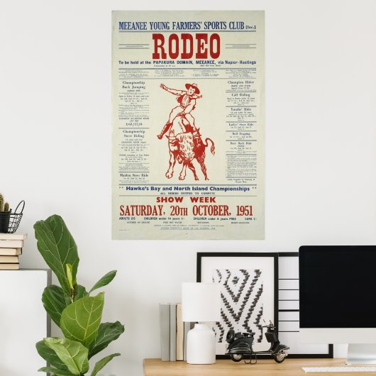 Vintag Rodeo Poster Neuseeland (Heimbüro)
