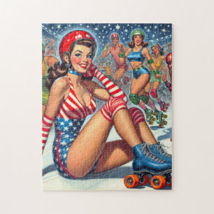 Vintag-Roller-Girl-Illustration Puzzle