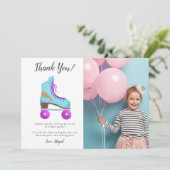 Vintag Roller Skate Geburtstagsparty Foto Dankeskarte (Stehend Vorderseite)