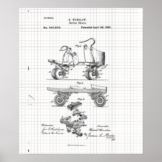 Vintag Roller-Skate-Patent Poster (Vorne)