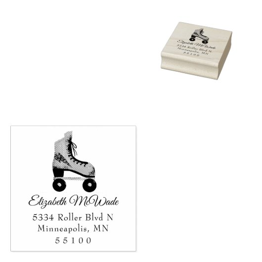 Vintag Roller Skate Rücksendeadresse Gummistempel (Stempel)