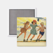 Vintag Roller Skaten Fun Children Boys and Girls Magnet (Vorderseite/Rückseite)
