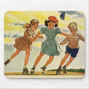 Vintag Roller Skaten Fun Children Boys and Girls Mousepad