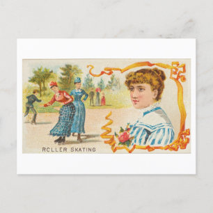 Vintag Roller-Skaten Postkarte