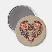 Vintag Romance Blumenherz Magnet (Vorderseite/Rückseite)