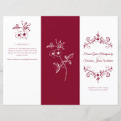 Vintag Romance Burgundy Hochzeitsprogramm (Vorderseite)