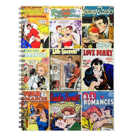 Vintag Romance Comic Book Cover Collage Notizblock (Vorderseite)