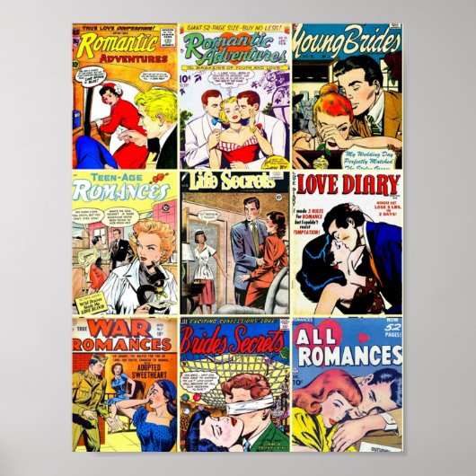 Vintag Romance Comic Book Cover Collage Poster (Vorne)