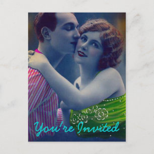 Vintag Romance Couple Wedding Postcard Einladungspostkarte