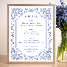 Vintag Romance Floral Wedding Bar Sign