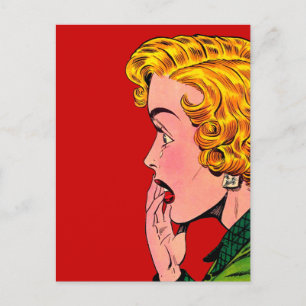 Vintag Romance Novel Girl Comic Kunst, Dichtung un Postkarte