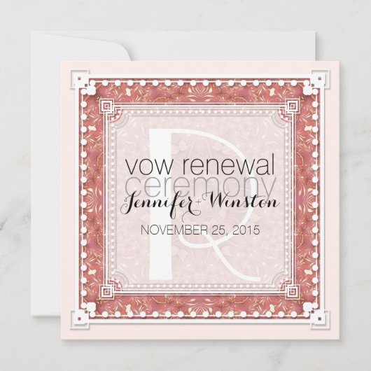 Vintag Romance Pink Bridal Vow Renewal Einladung (Vorderseite)