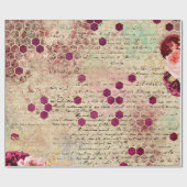 Vintag Romantische Bienenflora Burgundy Gold Geschenkpapier (Flach)