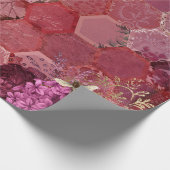 Vintag Romantische Bienenflora Burgundy Gold Geschenkpapier (Ecke)