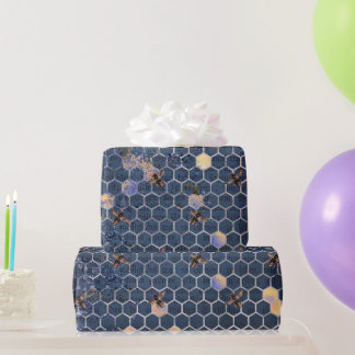 Vintag-Romantische Blaubienen-Blume Geschenkpapier