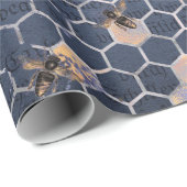 Vintag-Romantische Blaubienen-Blume Geschenkpapier (Rolleneckpunkt)