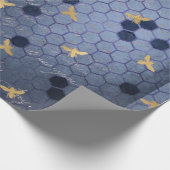 Vintag-Romantische Blaubienen-Blume Geschenkpapier (Ecke)