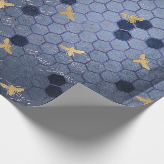 Vintag-Romantische Blaubienen-Blume Geschenkpapier (Ecke)