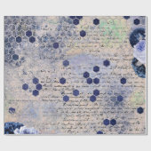 Vintag-Romantische Blaubienen-Blume Geschenkpapier (Flach)