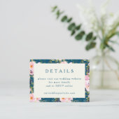 Vintag-Romantische Blumenblauer Hochzeitsstimmung Begleitkarte (Stehend Vorderseite)