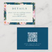 Vintag-Romantische Blumenblauer Hochzeitsstimmung Begleitkarte (Vorne/Hinten)