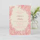 Vintag Romantische Rosa Blume Paare Dusche Einladung (Stehend Vorderseite)