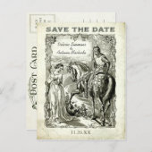 Vintag-Romantische Save the Date Postkarten (Vorne/Hinten)