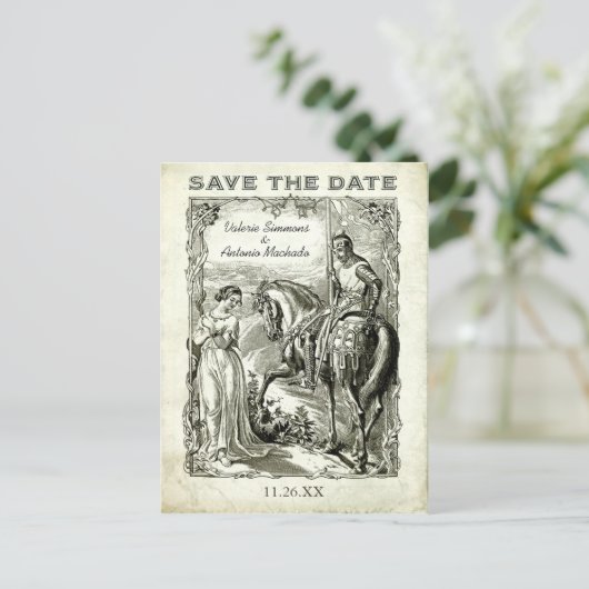 Vintag-Romantische Save the Date Postkarten (Stehend Vorderseite)