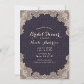 Vintag Romantische Spitzen Lila Elegantes Brautpar Einladung (Vorderseite)
