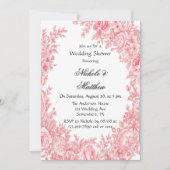 Vintag Romantischer Rosatiner Blume Polterabend Einladung (Vorderseite)