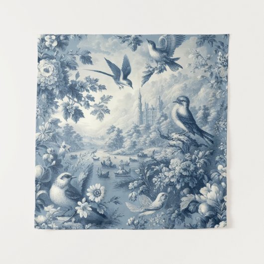 Vintag romantisches Blau Wandteppich (Vorderseite)