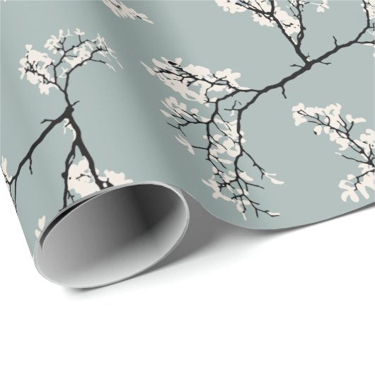 Vintag-Romantisches Blumenmuster Aquamarin Geschenkpapier (Rolleneckpunkt)