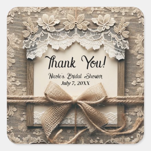 Vintag-Romantisches Brautparty der Blumenspitze Bu Quadratischer Aufkleber (Vorderseite)